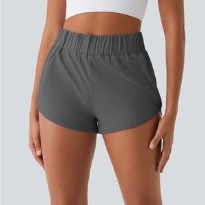 High Waisted Dolphin Hem Casual Shorts 2”